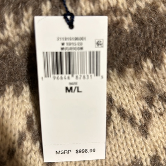 NWT Polo Ralph Lauren Fair Isle Wool-Blend Cape Cardigan - Picture 6 of 7